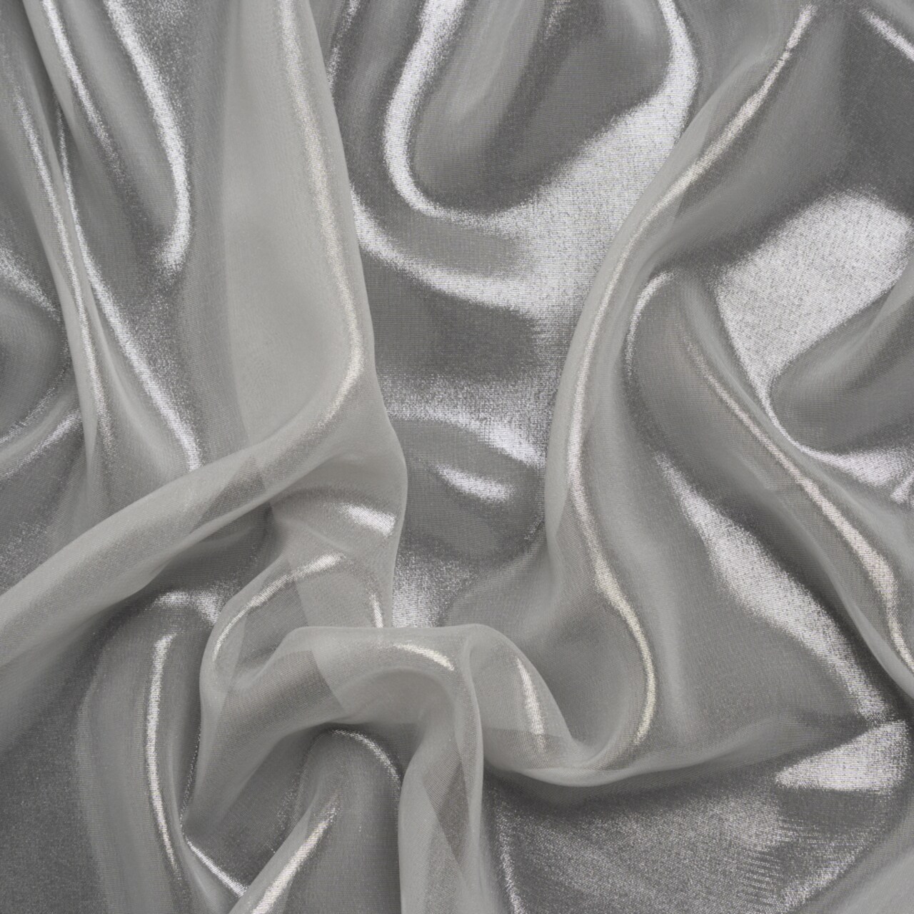 1 Yard Silver on White Liquid Sheen Chiffon Sheer 60" Width Fabric for Blouses, Dresses & Overlays